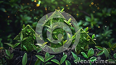 upward-pointing arrows made of lush green grass, symbolizing eco-friendly progress Stock Photo