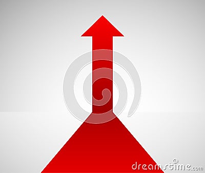 Upward pointing red arrow icon Stock Photo