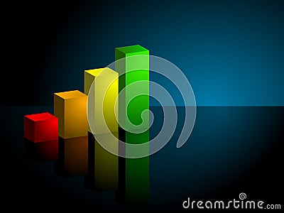 Upward Trending Business 3D Bar Graph Vector Illustration