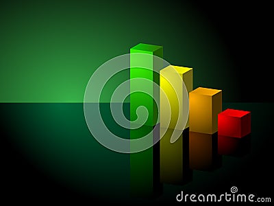 Upward Trending Green Business 3D Bar Graph Vector Illustration