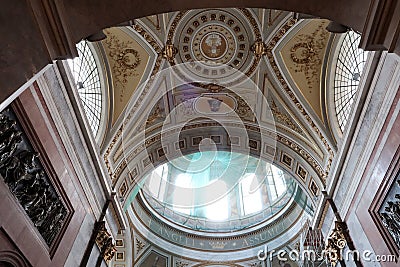 Upward view on on dome and roof classicistic Primatial Basilica of the Blessed Virgin Mary Assumed Into Heaven and St Adalbert Stock Photo