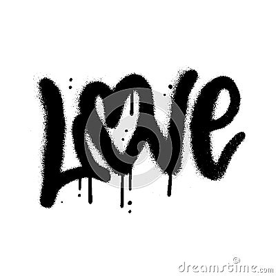 Urabn graffiti grunge word LOVE in black paint overspay style. Concept pf bleeding crying divorce separation love loss Vector Illustration