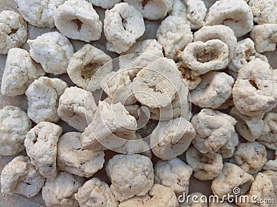 Urad dal sundried dunplings. Bengali white chal kumro bori Stock Photo