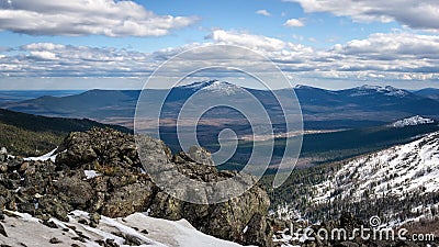 Ural mountains Konzhakovsky and Serebryansky kamen in May, Russia, Stock Photo