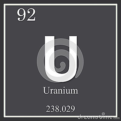 Uranium chemical element, dark square symbol Stock Photo