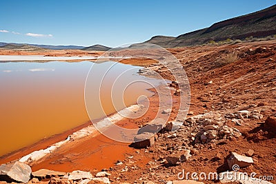 Uranium Mine Tailings Pond Stock Photo