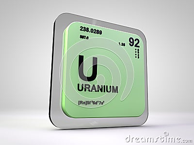 Uranium - U - chemical element periodic table Stock Photo