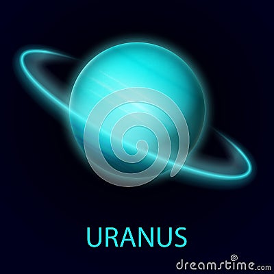 Uranus. Realistic planet of the solar system. Gas giant. Vector Illustration