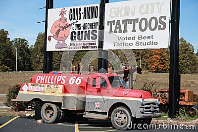 Phillips 66 truck at Uranus on Route 66 Editorial Stock Photo