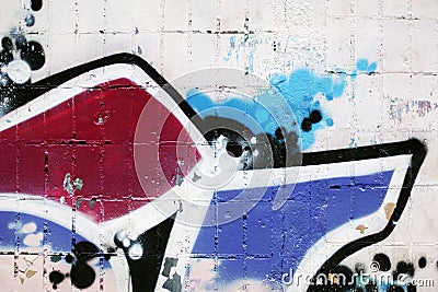 Urban abstract background, shabby wall with fragments of colorful paint Stock Photo