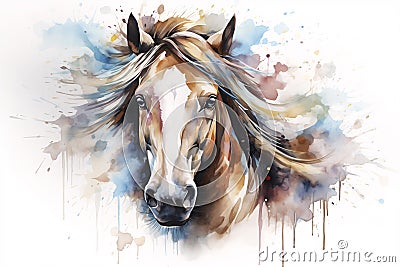 Urban art design. Illustration of a horse. Creativity in graffiti style painted on walls. Stock Photo