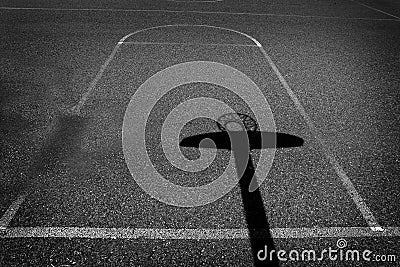 Urban Basketball Shadow Aspalt Sports Competition Stock Photo