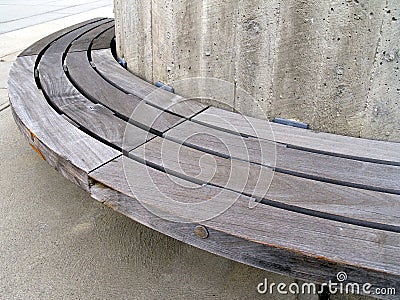 Urban bench of wood and concrete Stock Photo