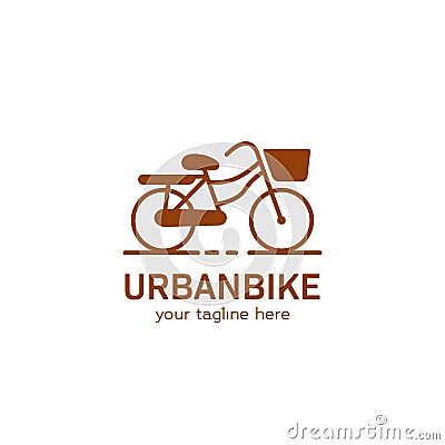 Urban Bike logo, classic Utility bicycle with front basket vector logo icon Vector Illustration