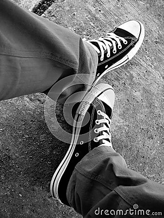 Urban black chucks Stock Photo