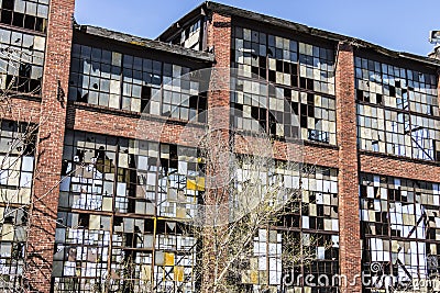Urban Blight - Old Abandoned Railroad Factory IX Editorial Stock Photo