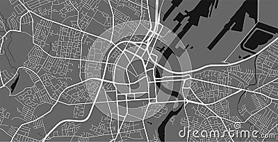 Urban city map of Belfast. Vector poster. Grayscale street map Vector Illustration