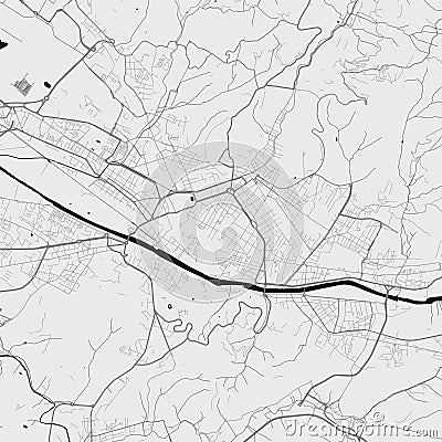Urban city map of Florence. Vector poster. Grayscale street map Vector Illustration