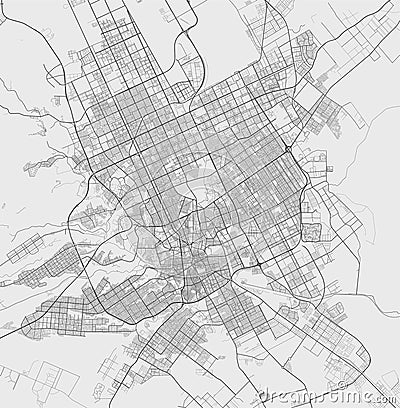 Urban city map of Riyadh. Vector poster. Grayscale street map Vector Illustration