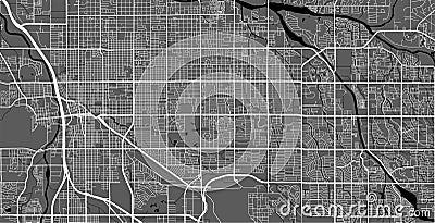 Urban city map of Tucson. Vector poster. Grayscale street map Vector Illustration