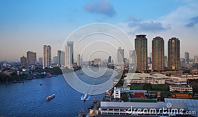 Urban City Skyline, Bangkok Thailand Stock Photo