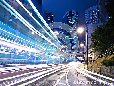 Urban City Traffic at Night Stock Photo