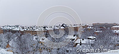 Urban city view of the old houses from a hill in Stockholm City, Sweden Stock Photo