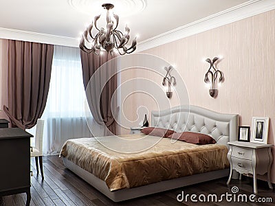 Urban Contemporary Classic Modern Bedroom Interior Design Stock Photo