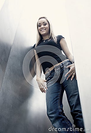 Urban cool young woman Stock Photo