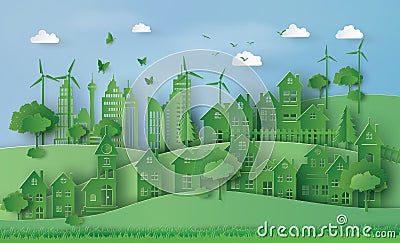 Urban Countryside Landscape City Village Vector Illustration