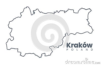 Urban Cracow map - Cracovia, Poland Vector Illustration