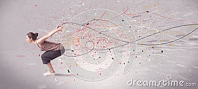 Urban dancing with lines and splatter Stock Photo