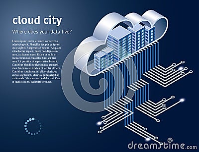 Cloud city Vector Illustration