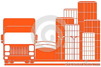 Urban delivery sign with lorry Vector Illustration