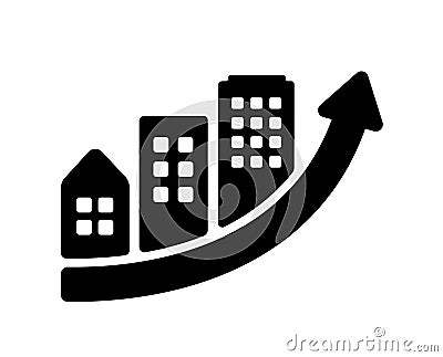 Urban development, increase of land prices vector icon illustration Vector Illustration