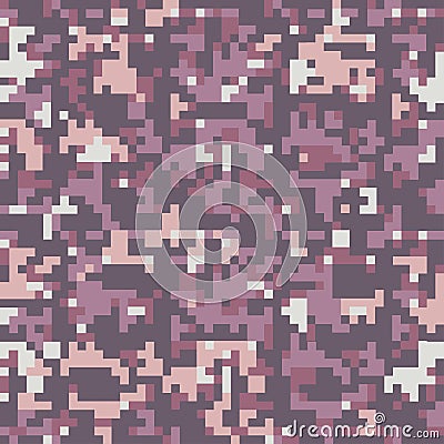 Urban digital camo seamless texture. Camouflage pattern in maroon colors. Fashionable military print. Vector Illustration