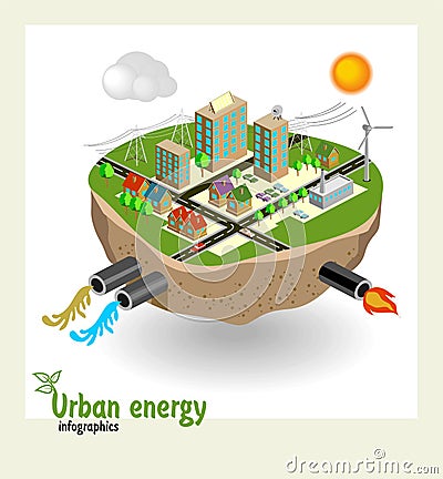 Urban energy engineering communications Vector Illustration