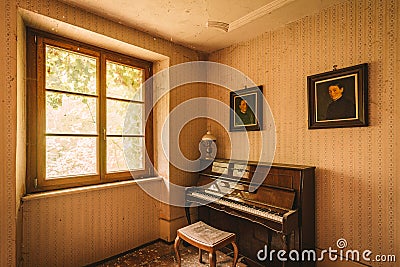 An old abandoned manor house with antique furniture and wonderful architecture Editorial Stock Photo