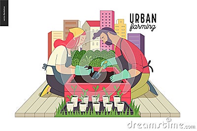 Urban farming and gardening Vector Illustration