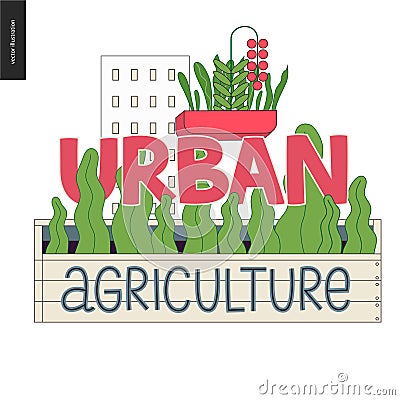 Urban farming and gardening logo Vector Illustration