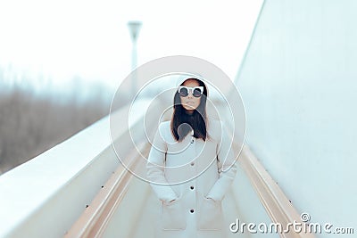 Urban Fashion Cool Girl with Stylish Trendy Sunglasses Stock Photo