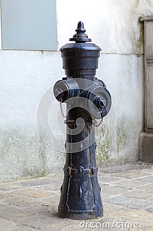 Urban fire hydrant on paving Stock Photo