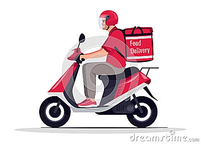 Urban food delivery semi flat RGB color vector illustration Vector Illustration