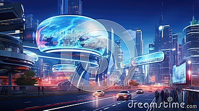 urban futuristic road background Cartoon Illustration