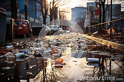 Urban Garbage Disposal. Generative AI Stock Photo