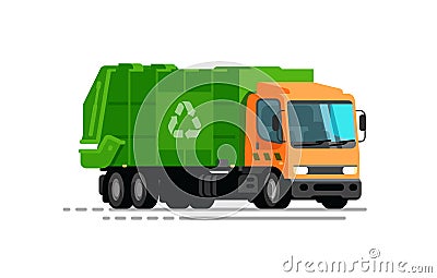 Urban garbage truck. Trash sorting, recycling vector illustration Vector Illustration