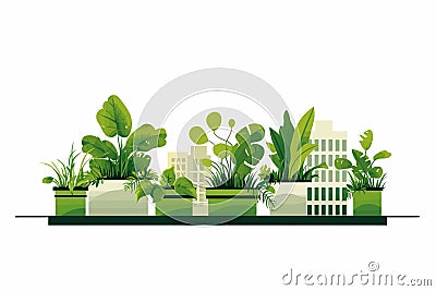 Urban Gardening Rooftop Planters and Green Spaces isolated vector style illustration Vector Illustration