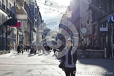 Urban girl standing Stock Photo