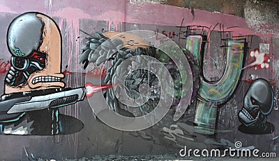 Urban graffiti wall Editorial Stock Photo