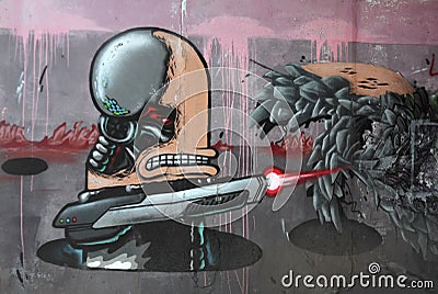 Urban graffiti wall Editorial Stock Photo